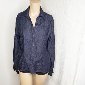 Talbots Dark Denim Chambray Shirt size  M